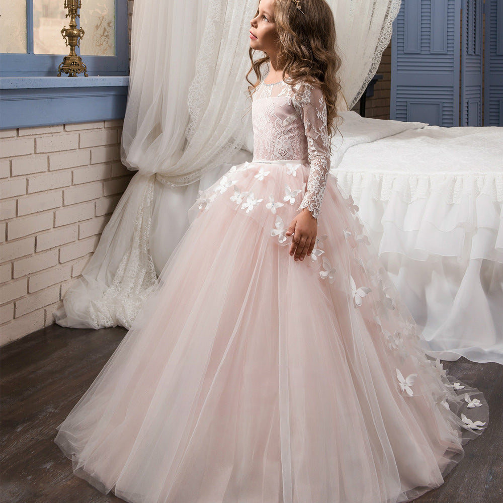 2022 Teens Bridesmaid Dresses For Kids Girls Wedding Evening Prom Gown Long  Sleeve Children Flower Girl